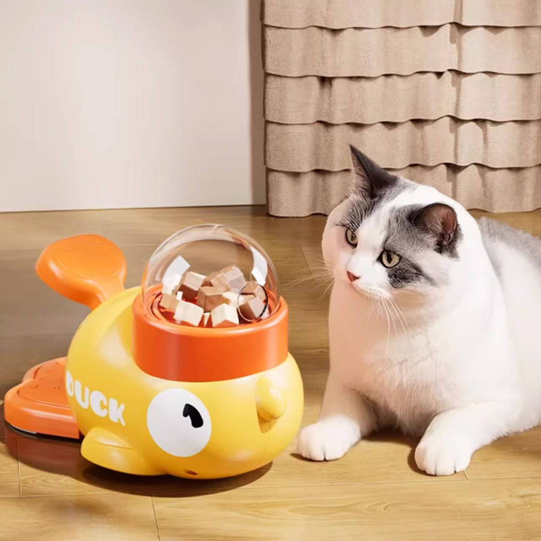 黄色いアヒルの形をしたインタラクティブフィーダーは、ペットの - Food Storage Yellow のレビューと価格