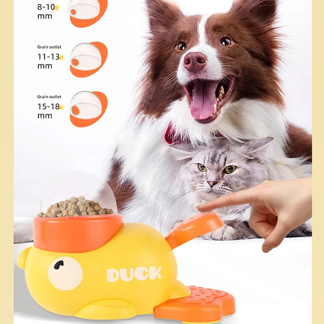 黄色いアヒルの形をしたインタラクティブフィーダーは、ペットの - Food Storage Yellow のレビューと価格