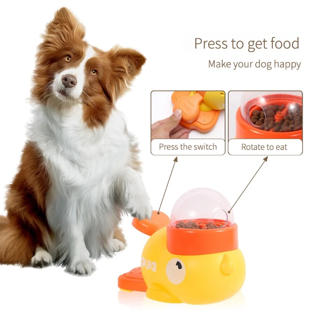 黄色いアヒルの形をしたインタラクティブフィーダーは、ペットの - Food Storage Yellow のレビューと価格