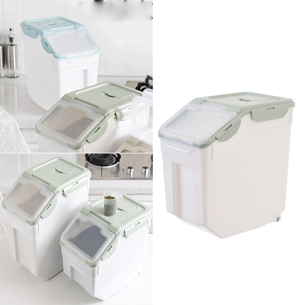 ベージュの大型ペットフード保存容器、気密ドライフードバケツ（ - Food Storage No Pantry のレビューと価格