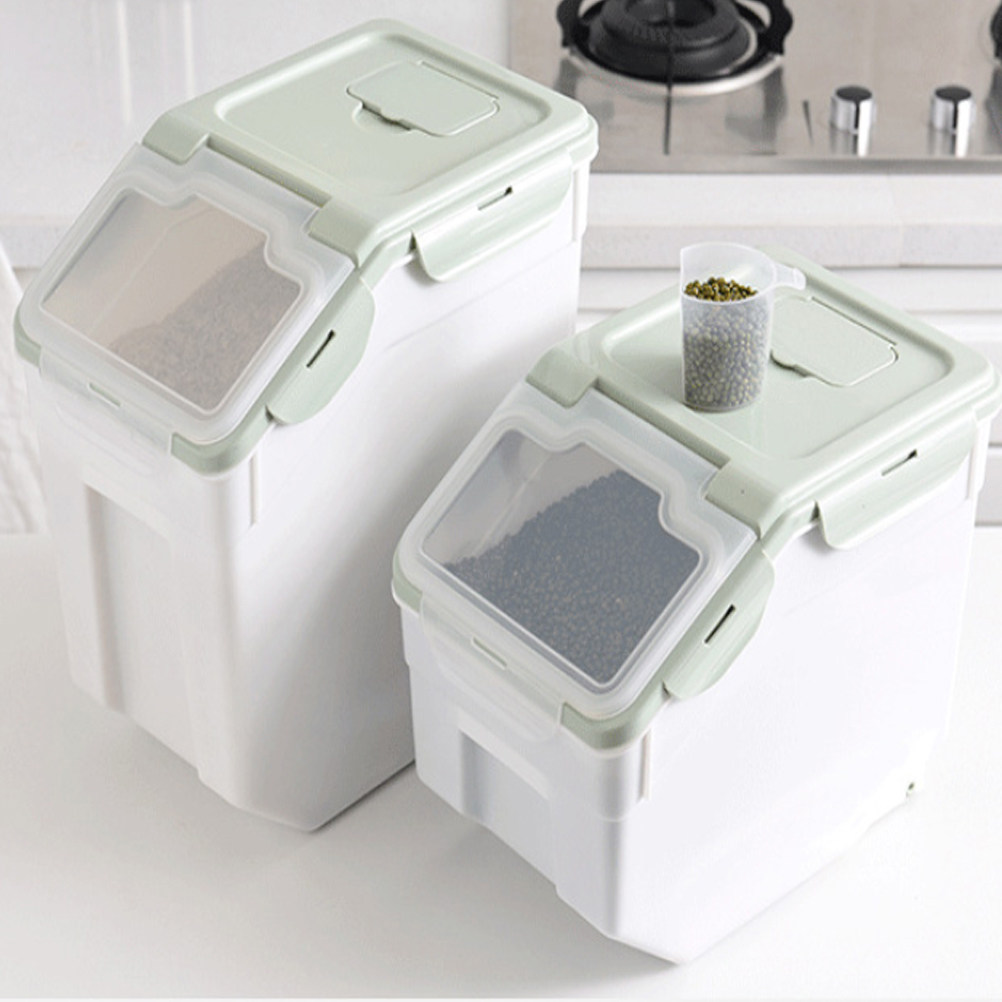 ベージュの大型ペットフード保存容器、気密ドライフードバケツ（ - Food Storage No Pantry のレビューと価格