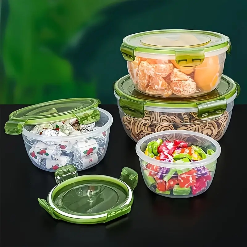 4つのプラスチック製食品保存容器、ランチボックス、食堂、キャ - Food Storage Square Containers のレビューと価格