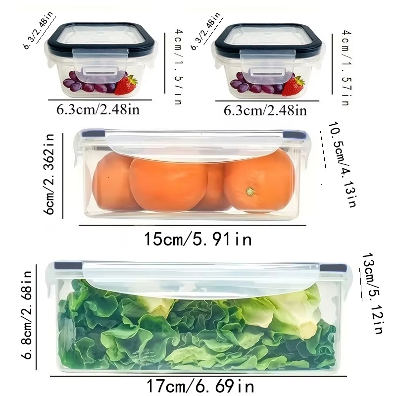 8個セットには、4つの容器と4つの蓋が含まれています。気密食 - Food Storage Square Containers のレビューと価格