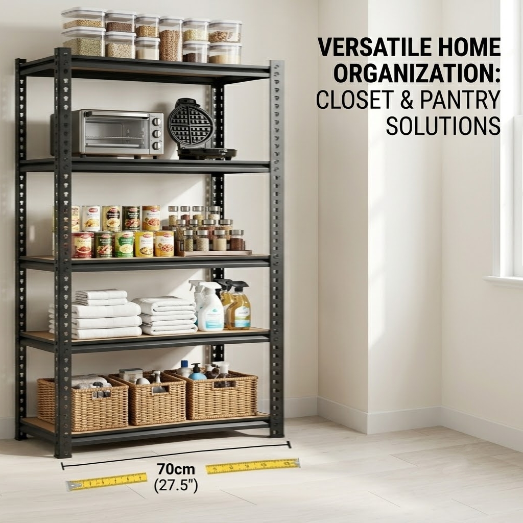 スリム5段メタルシェルフユニット、27.6x11.8x59. - Food Storage No Pantry のレビューと価格