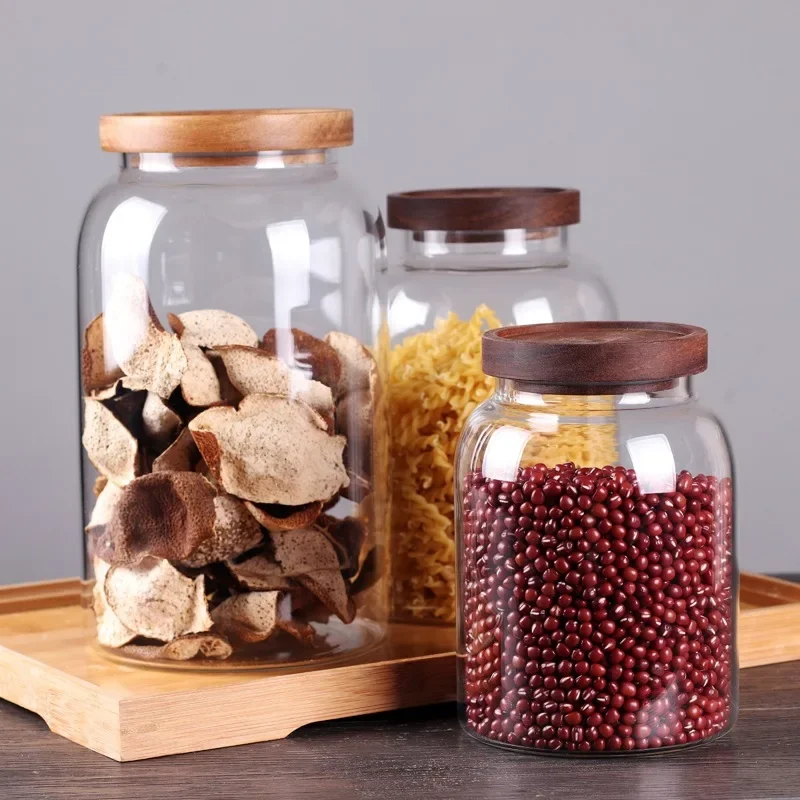 3000 ミリリットル大型密封食品保存瓶キッチン容器木製蓋ス - Food Storage Glass Containers Large のレビューと価格