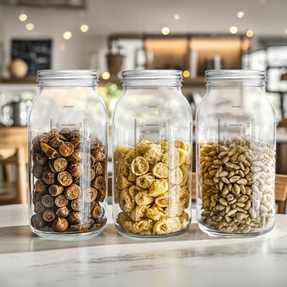 2000ML広口メイソンガラスジャー、蓋付き大型食品保存瓶、 - Food Storage Glass Containers Large のレビューと価格