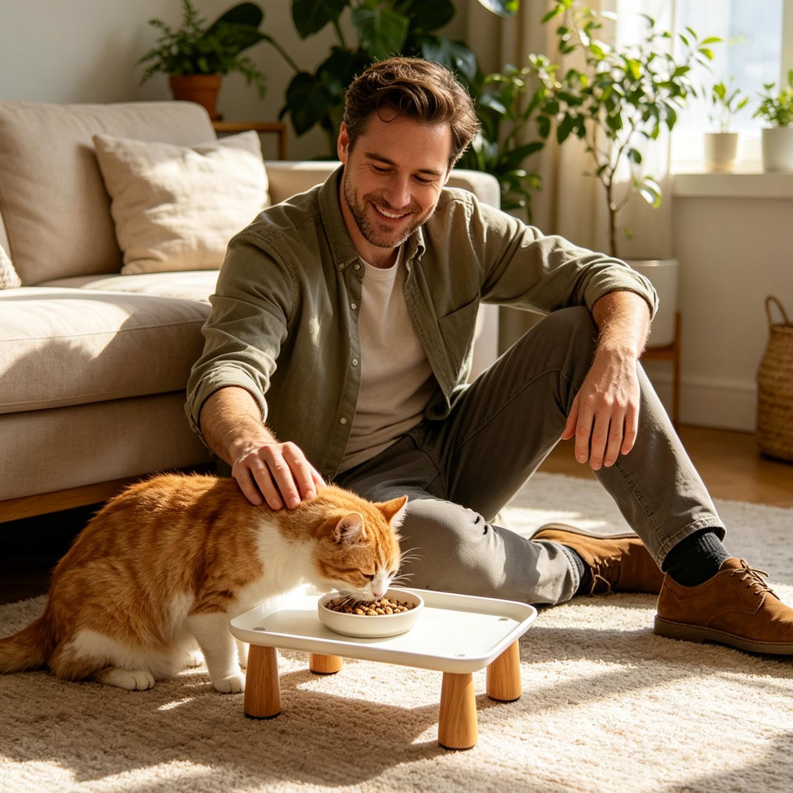 猫用フードスタンド 滑り止め付き 高さのある縁 モダンな高床 - Food Storage Room のレビューと価格