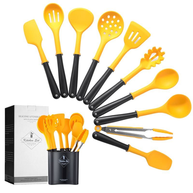 10個食品グレード黄色調理器具セット耐熱ノンスティック調理器 - Food Storage Yellow のレビューと価格