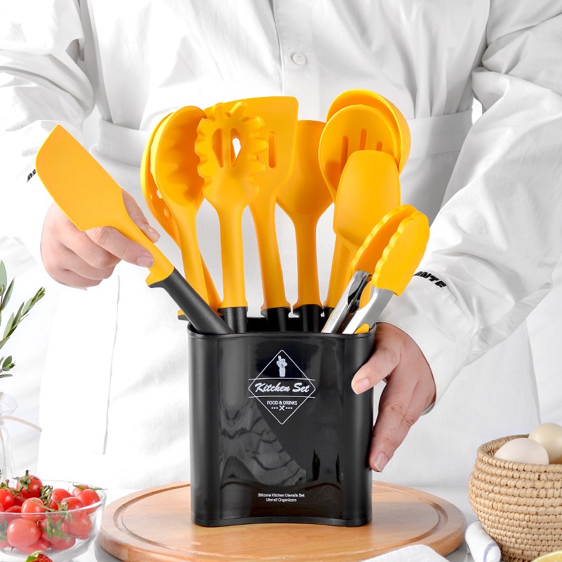 10個食品グレード黄色調理器具セット耐熱ノンスティック調理器 - Food Storage Yellow のレビューと価格
