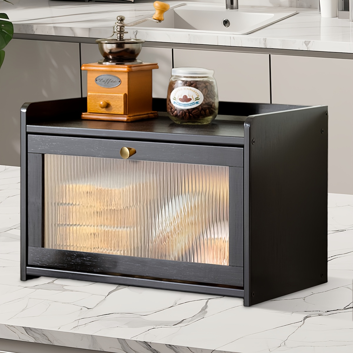 2段式竹製ブレッドボックス、透明窓付き、大型ヴィンテージキッ - Bread Box Bamboo のレビューと価格