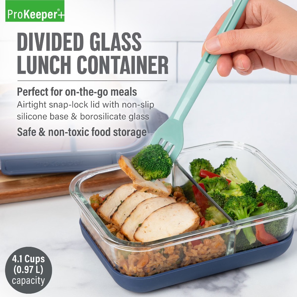 プレミアムホウケイ酸ガラス製ミールプレップ容器、ランチやサラ - Food Storage Non Toxic のレビューと価格