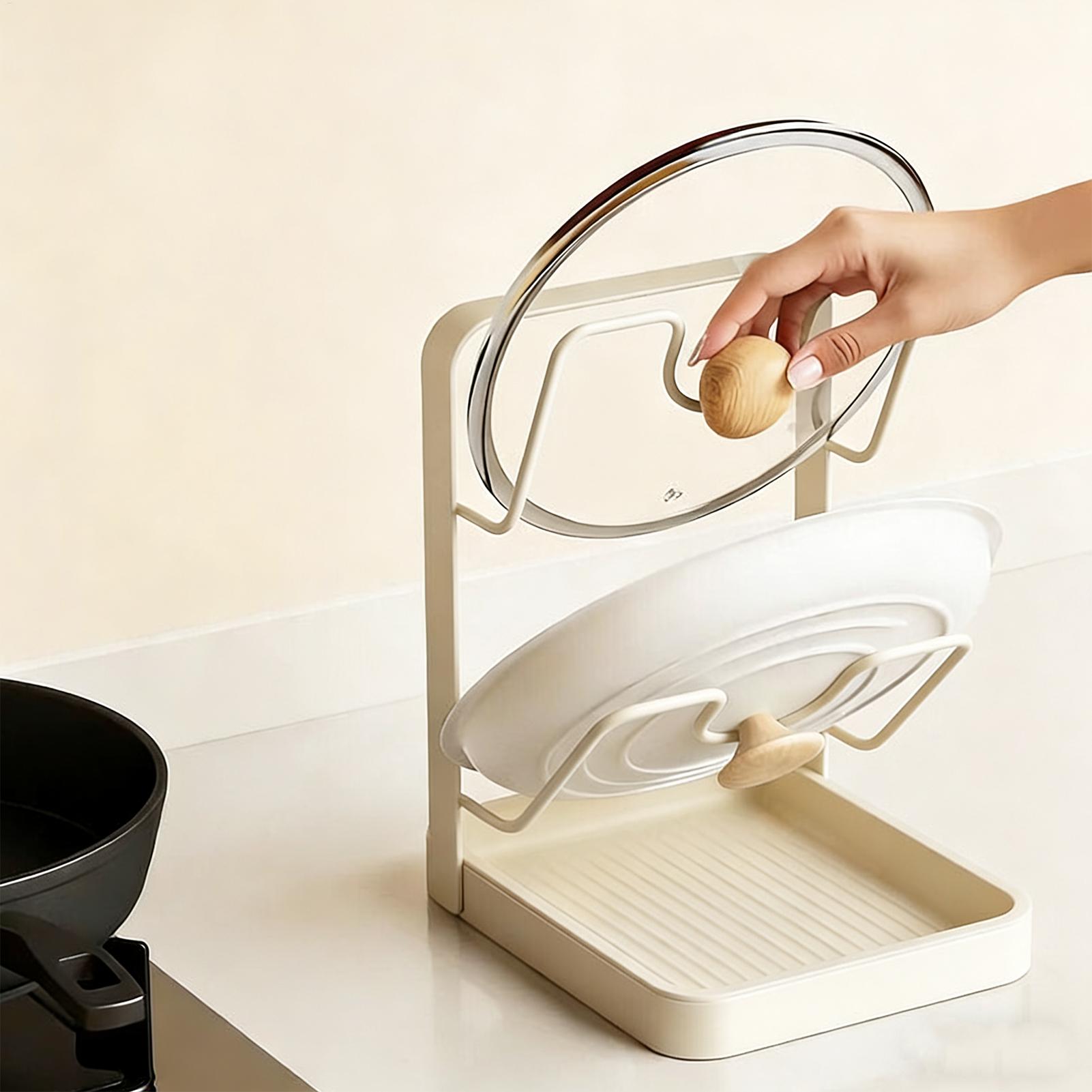 鍋蓋オーガナイザー 滑り止め キッチン収納スタンド 鍋蓋ラッ - Food Storage Room のレビューと価格