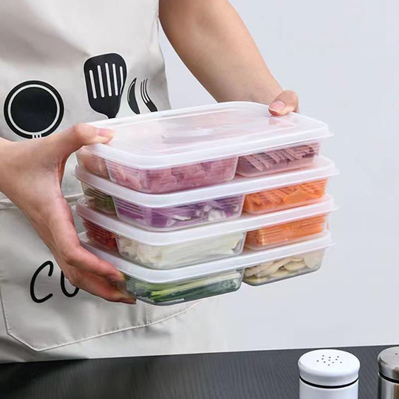 新しい【4グリッドプラスチック収納ボックスポータブルコンパー - Food Storage Square Containers のレビューと価格