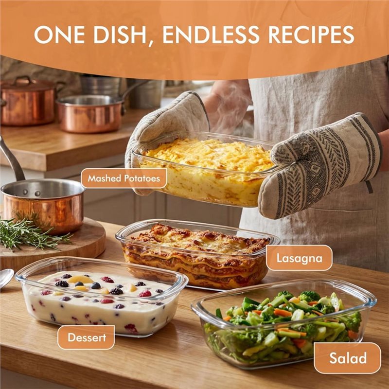 FYBL-ガラス製ローフパン、2個パック 大型 7.6カップ - Food Storage Glass Containers Large のレビューと価格