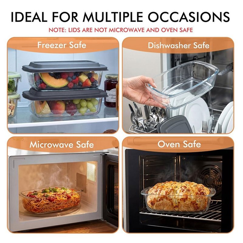FYBL-ガラス製ローフパン、2個パック 大型 7.6カップ - Food Storage Glass Containers Large のレビューと価格