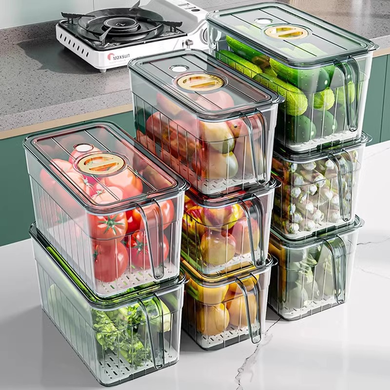冷蔵庫整理収納ボックス、卵、果物、野菜、食品グレードの収納小 - Food Storage Square Containers のレビューと価格