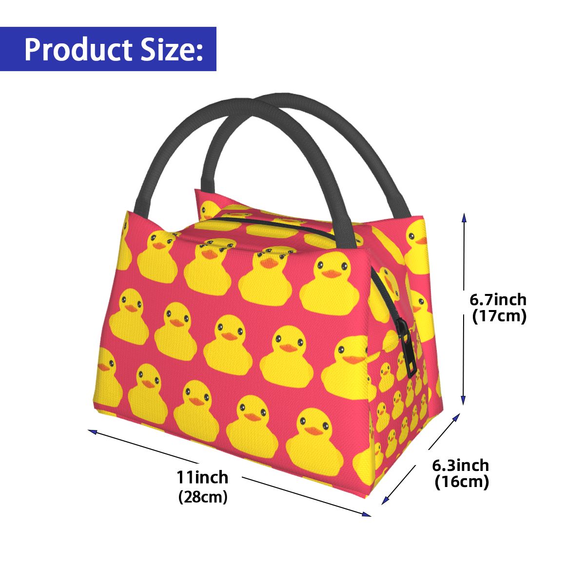 イエロークラシックラバーダック断熱ランチバッグ女性用ピクニッ - Food Storage Yellow のレビューと価格