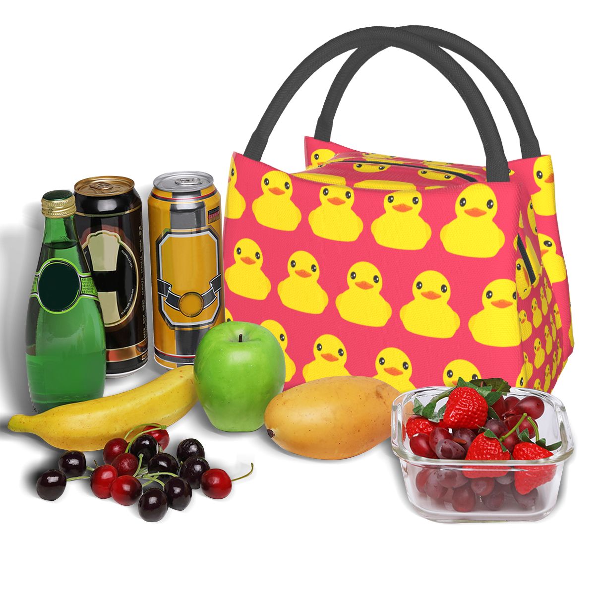 イエロークラシックラバーダック断熱ランチバッグ女性用ピクニッ - Food Storage Yellow のレビューと価格