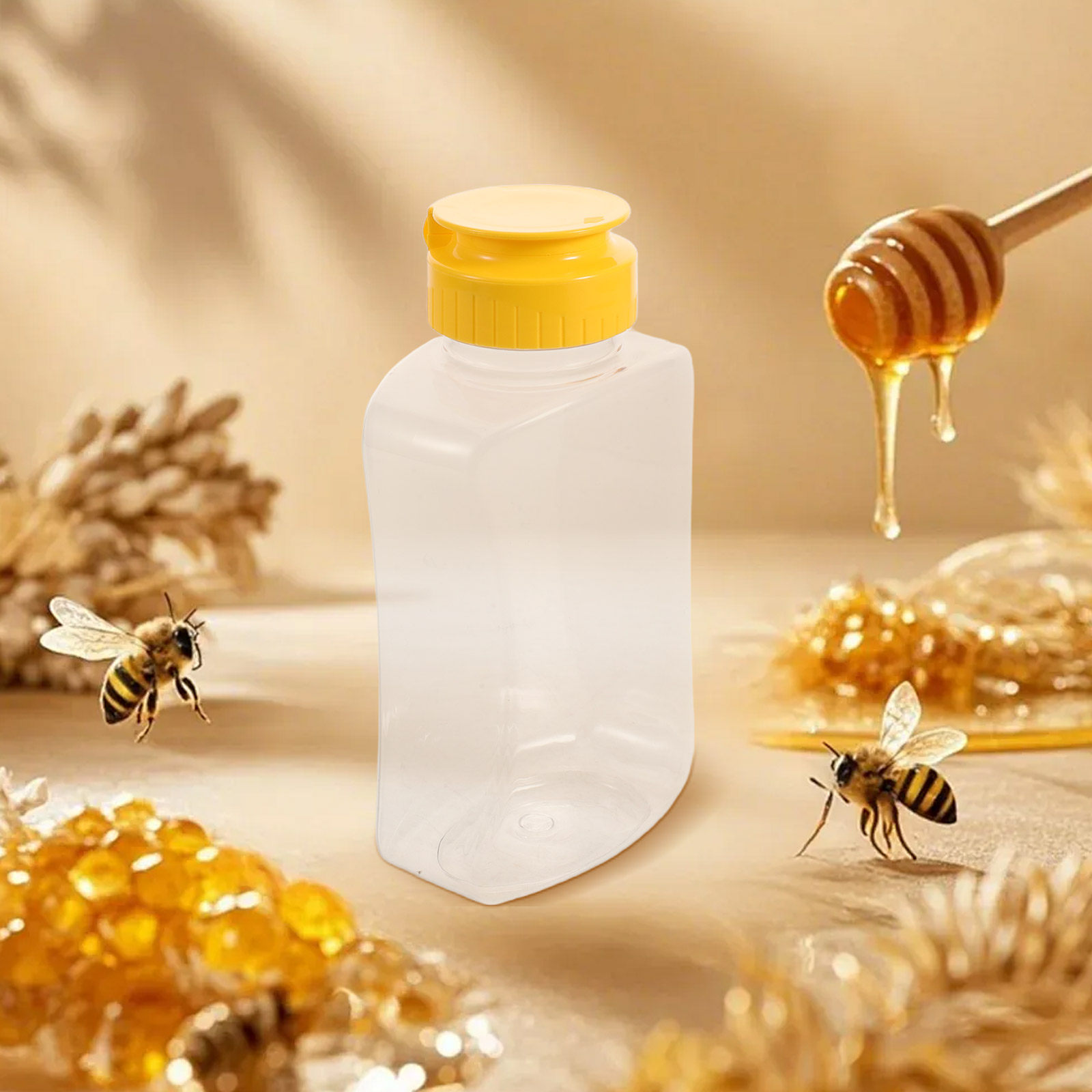 4個入りハニースクイーズボトル プラスチック製漏れ防止ディス - Condiment Squeeze Bottle のレビューと価格
