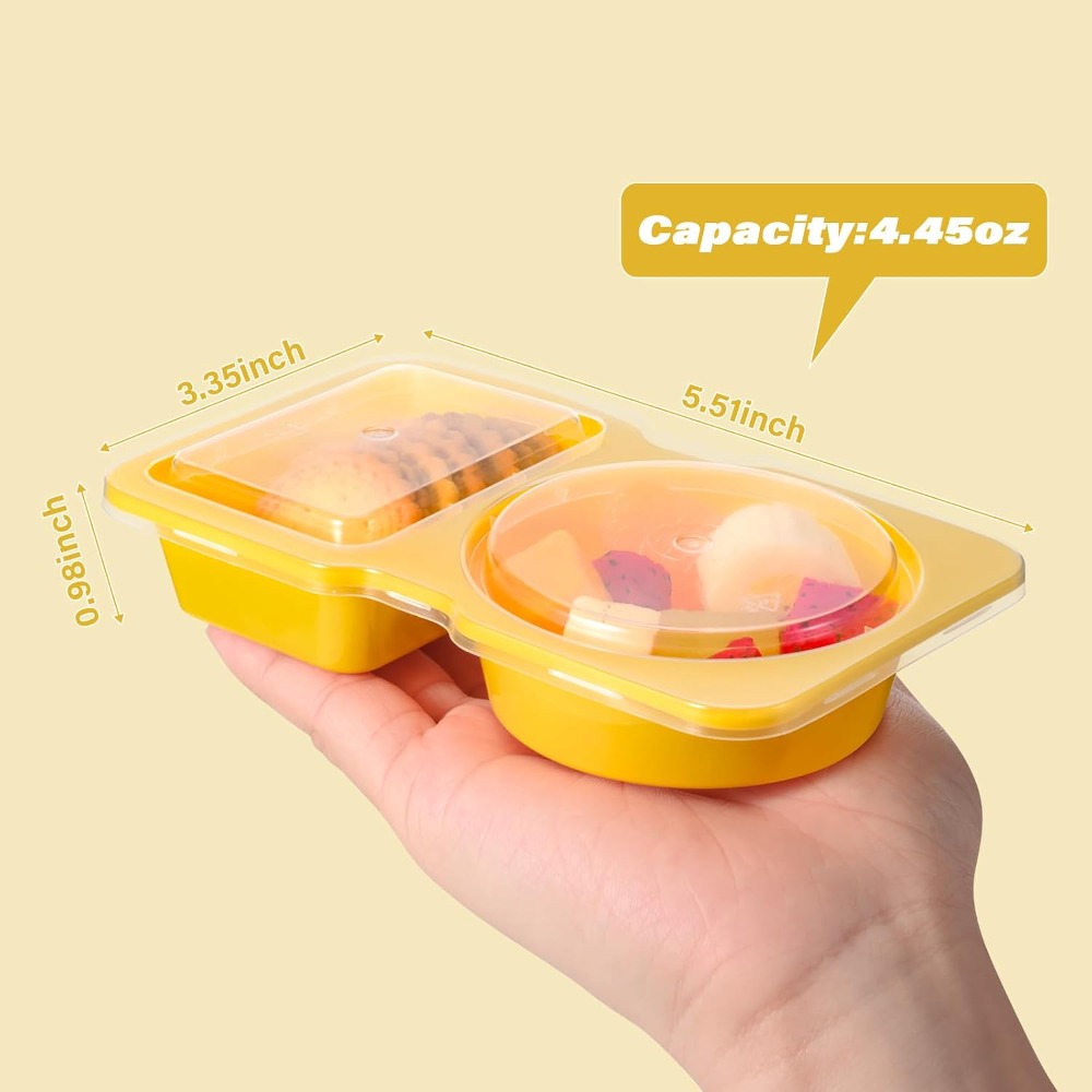 2つのコンパートメントに分かれた使い捨てプラスチック製スナッ - Food Storage Yellow のレビューと価格