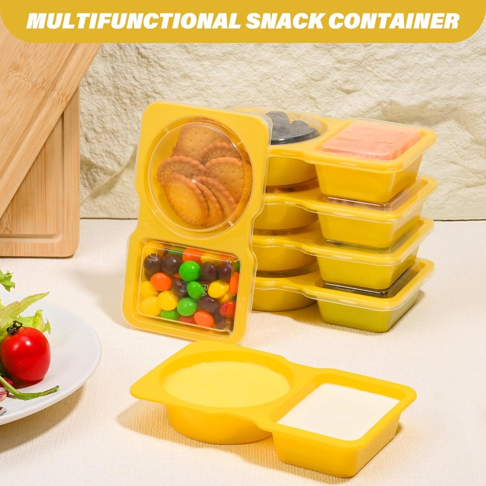 2つのコンパートメントに分かれた使い捨てプラスチック製スナッ - Food Storage Yellow のレビューと価格