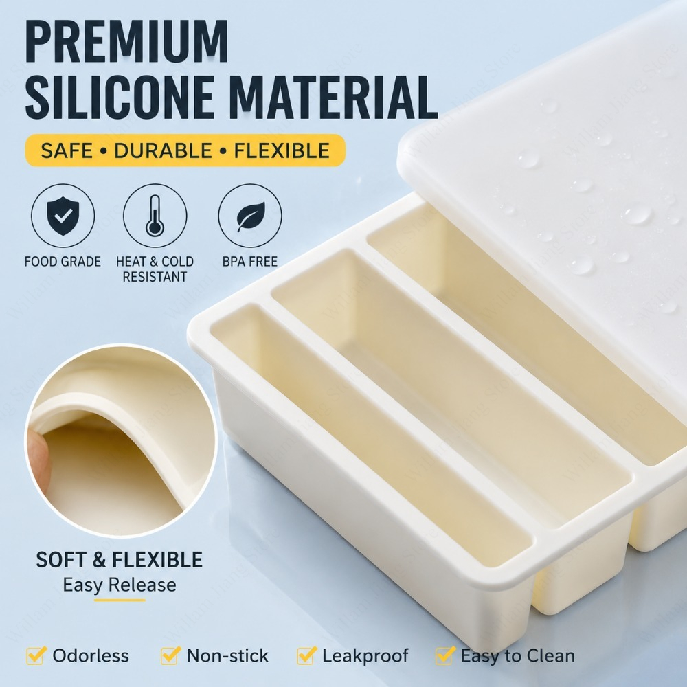耐久性のあるシリコン製冷凍トレイ（蓋付き）、積み重ね可能な食 - Food Storage In Cooler のレビューと価格