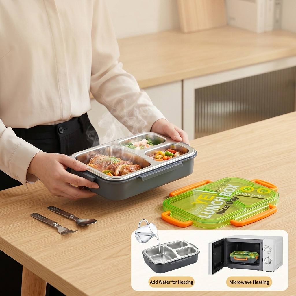 電子レンジ対応304ステンレス製弁当箱、仕切り付き食品保存容 - Food Storage Dividers のレビューと価格
