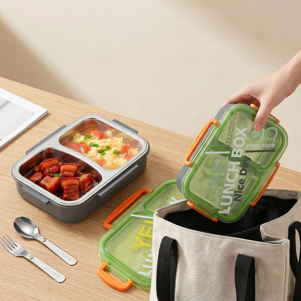 電子レンジ対応304ステンレス製弁当箱、仕切り付き食品保存容 - Food Storage Dividers のレビューと価格