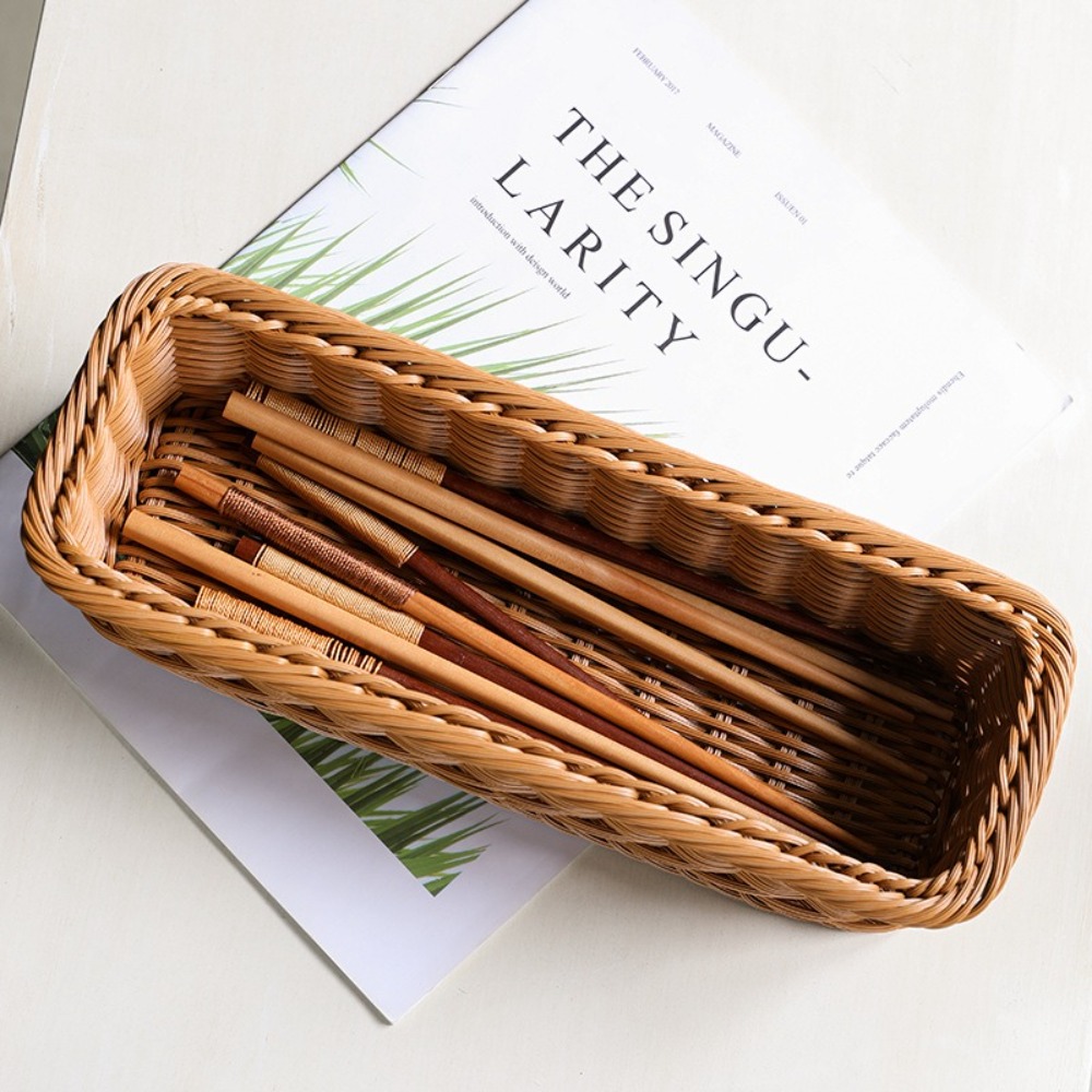 模造籐収納バスケットフェイク籐トレイプラスチックピクニックバ - Bread Box Bamboo のレビューと価格
