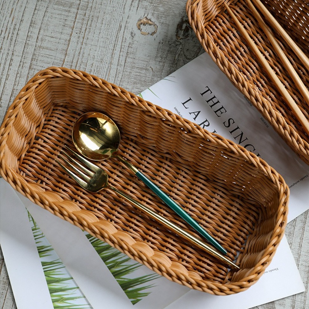 模造籐収納バスケットフェイク籐トレイプラスチックピクニックバ - Bread Box Bamboo のレビューと価格