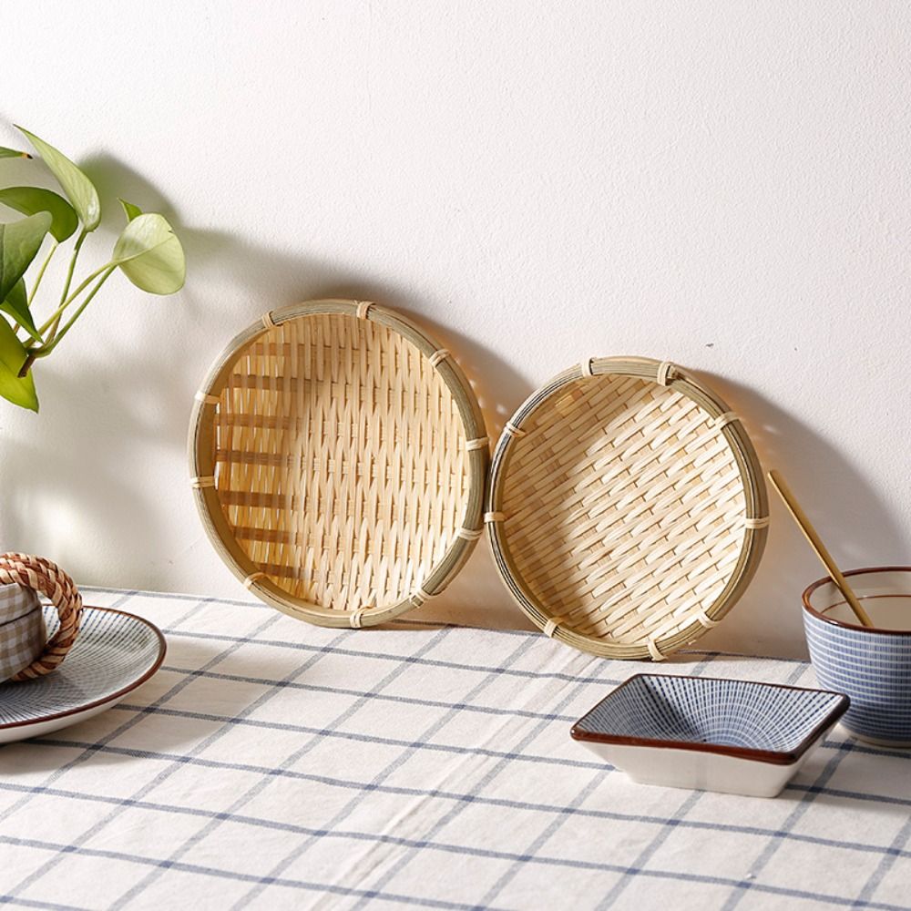 手作りの竹編みトレイ竹ラウンド竹編みバスケット籐パンバスケッ - Bread Box Bamboo のレビューと価格
