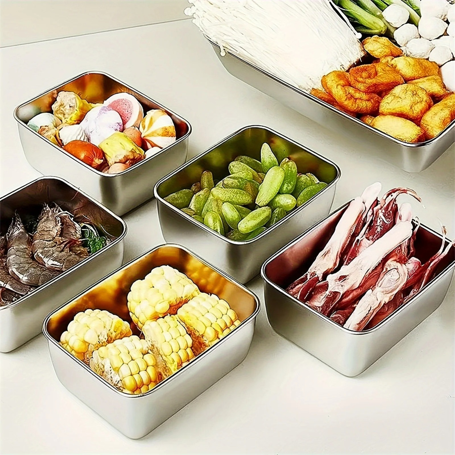 1/3/5 個ステンレス鋼食品収納ボックス鮮度保持ボックス蓋 - Food Storage Square Containers のレビューと価格