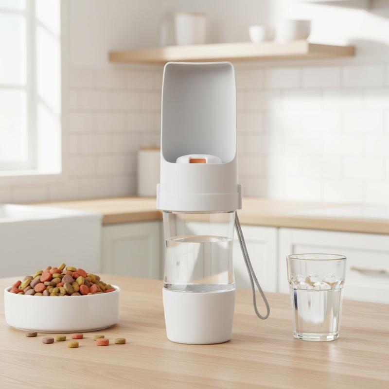 漏れ防止ポータブルペットウォーターボトル2-in-1フードス - Food Storage Non Toxic のレビューと価格
