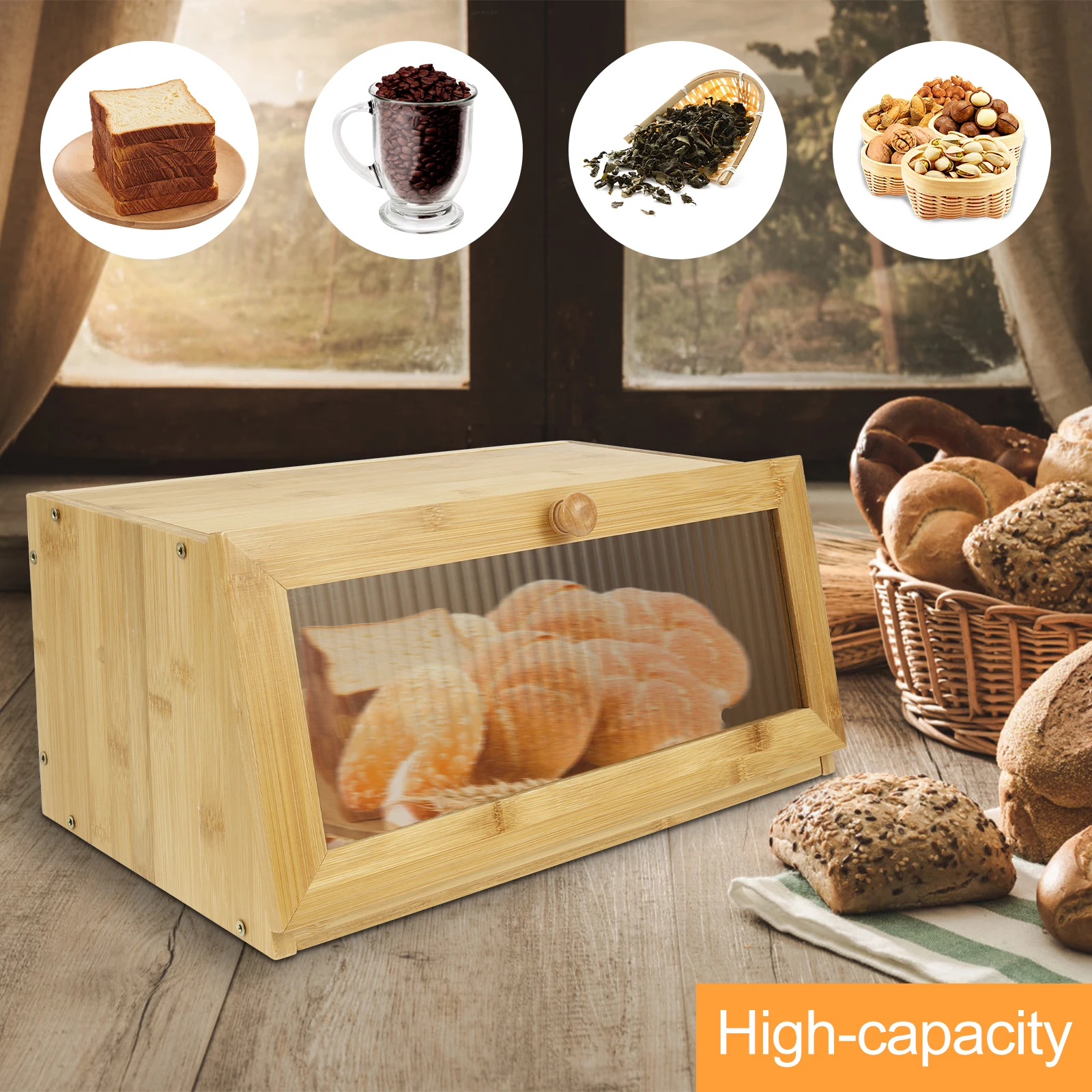 竹製ブレッドボックス キッチンカウンター用 パン/朝食保存容 - Bread Box Bamboo のレビューと価格