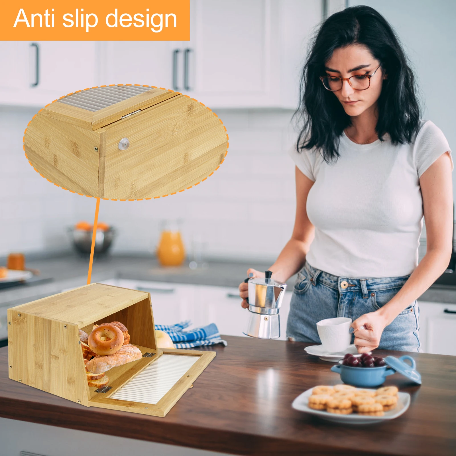 竹製ブレッドボックス キッチンカウンター用 パン/朝食保存容 - Bread Box Bamboo のレビューと価格