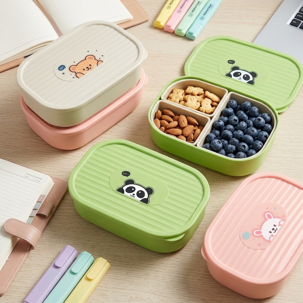 かわいいプラスチック製の分割ランチボックス子供学生用ポータブ - Food Storage Dividers のレビューと価格
