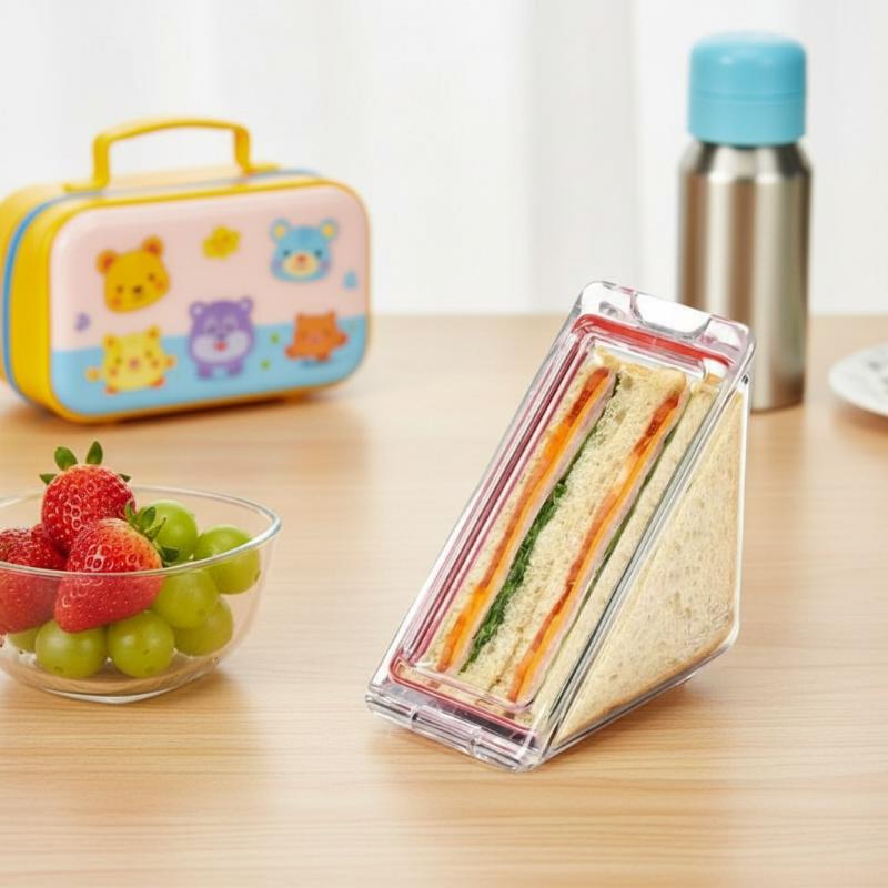 クリアトライアングルサンドイッチホルダー 漏れ防止蓋 BPA - Food Storage Non Toxic のレビューと価格