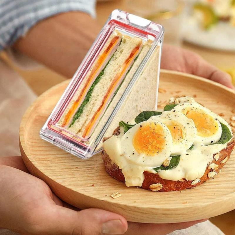 クリアトライアングルサンドイッチホルダー 漏れ防止蓋 BPA - Food Storage Non Toxic のレビューと価格