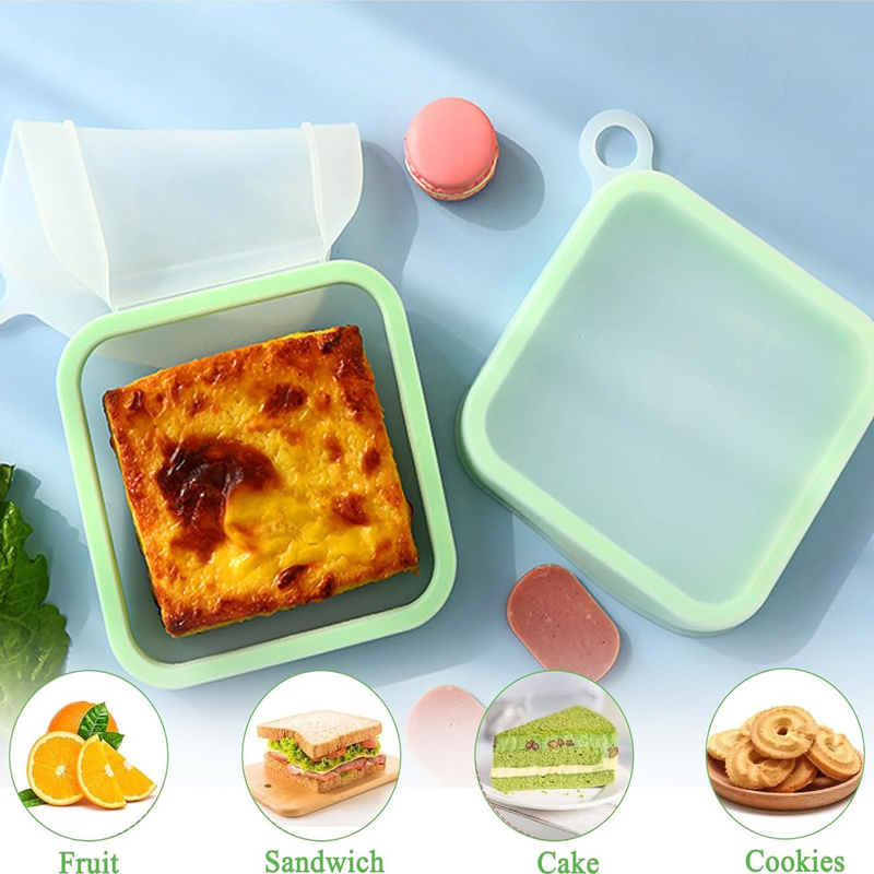 シリコーンサンドイッチトースト弁当箱ハンドル付きポータブルサ - Food Storage Silicone のレビューと価格