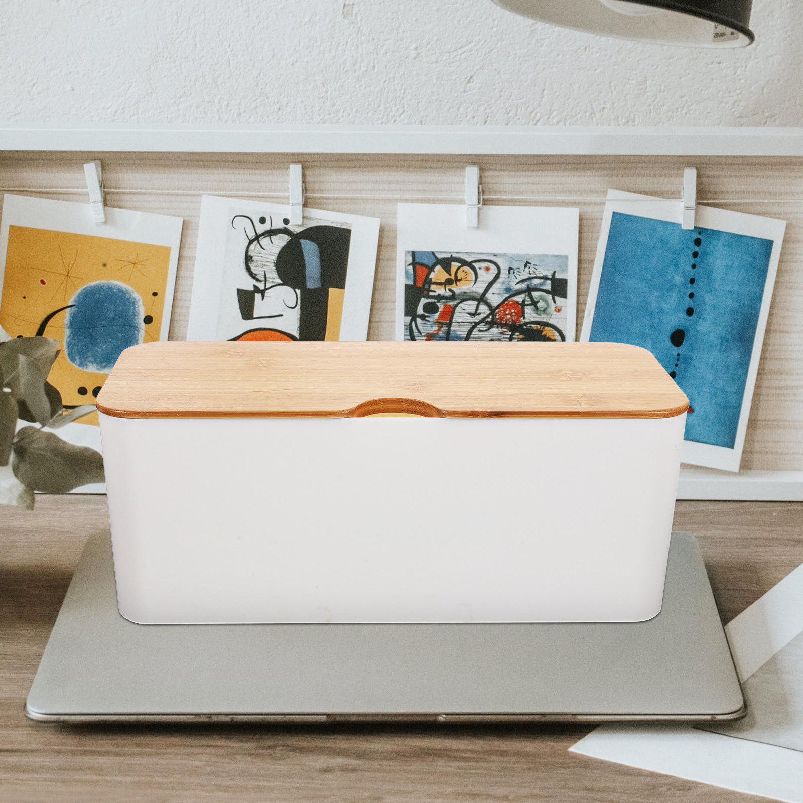 ケーブル管理ボックス コードオーガナイザー 大容量 竹製カバ - Food Storage Management のレビューと価格